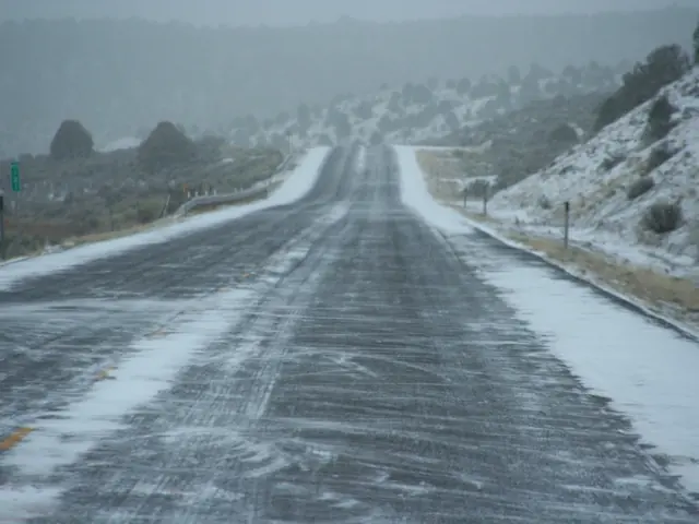 A snowy stretch of highway